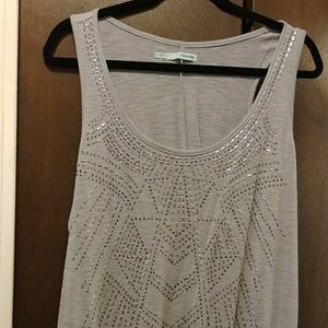 Light Grey Tank with Silver Beading